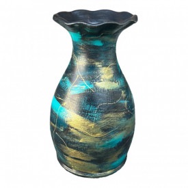 Vaza ceramica decorata manual, unicat, 20cm - Img 1