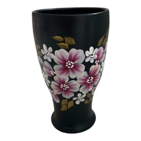 Vaza ceramica neagra, eleganta, pictata manual - Img 1