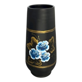 Vază ceramică pictată manual cu flori albastre – Marginea, 30 cm - Img 1