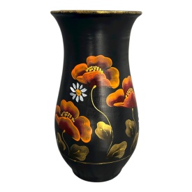 Vază ceramică pictată manual cu maci portocalii – Marginea, 25 cm - Img 2