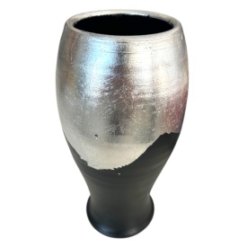 Vaza din ceramica cu foita de argint, autentica, Marginea, Martinescu - Img 3