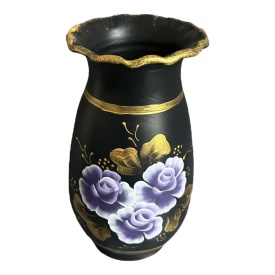 Vază din ceramică Marginea, pictată manual, 25 cm, autentica - Img 2