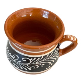 Cană din ceramică tradițională pentru apa,ceai,cafea, maro,lucrată manual, 180 ml - Img 2