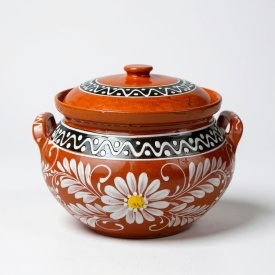 Oala de lut 5 litri pentru sarmale, ceramica traditionala pictata manual, cu capac, pentru cuptor si gatit lent – Cook Green - Img 2