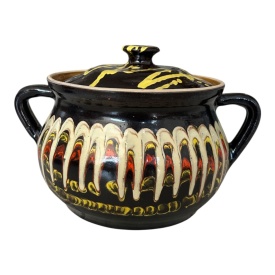 Oala de lut pentru sarmale, neagra, 2.8 litri - Img 2