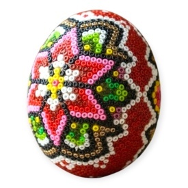 Ou din lemn cu margele, lucrat manual, 7 cm,decor traditional si autentic - Img 4