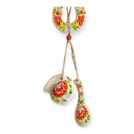 Potcoava ceramica pictata manual cu miniaturi, decorativa pentru pereti, 29 cm, interior si exterior - Img 2