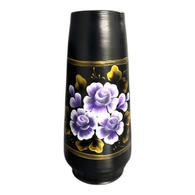 Vază ceramică pictată manual – flori lila elegante, 30 cm - Img 1