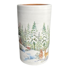 Vaza decor de iarna – peisaj din padure, ninsoare si caprioare - Img 1