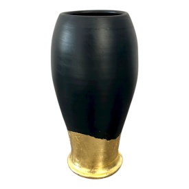 Vază modernă din ceramică cu foiță de aur 25 cm - Img 3