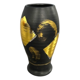 Vaza moderna din ceramica cu foita de aur - Img 1