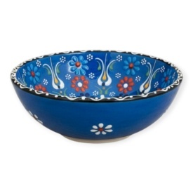 Castron mare din ceramica, 16 cm, pictat manual, traditional, lucrat manual, motive in relief, autentic - Img 2