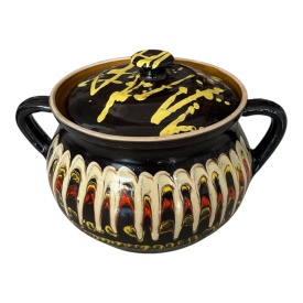 Oala de lut pentru sarmale, neagra, 2.8 litri - Img 1