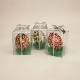 Ou incondeiat cu ceara in cutie transparenta cu fundita, 7 cm – artizanat traditional din Bucovina - Img 2