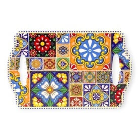 Suport din ceramica, cu manere, pentru oala fierbinte sau decorativ, mozaic, contemporan, 22x14cm - Img 2