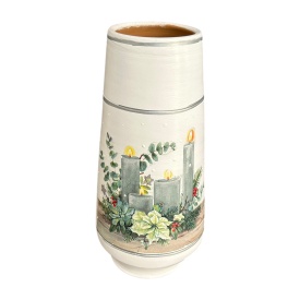 Vază ceramică de Crăciun cu lumânări, 30 cm - Img 3