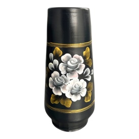 Vază ceramică pictată manual – buchet de flori albe, 30 cm - Img 1