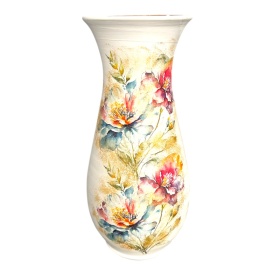 Vază de flori din ceramică Marginea cu model floral colorat – 30 cm - Img 3