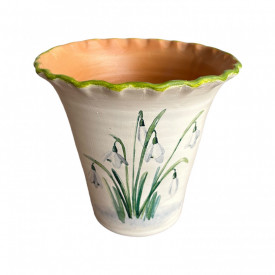 Vaza de lut, alba cu ghiocei - Img 1