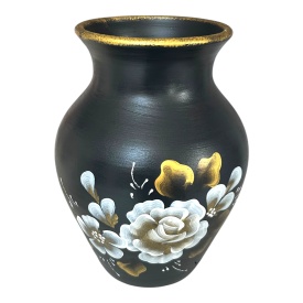 Vaza din ceramica pentru flori, pictata manual buchet alb - Img 2