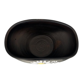 Bombonieră ceramică neagră pictată manual cu margarete albe – 18x9 cm - Img 2
