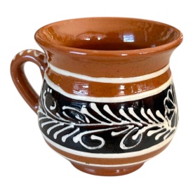 Cană din ceramică tradițională pentru apa,ceai,cafea, maro,lucrată manual, 180 ml - Img 1