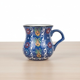 Cana din lut traditionala, 250 ml, pictata manual, model in relief, unicat - Img 3