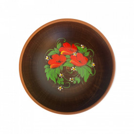 Castron maro din ceramica, pictat manual, maci - Img 1