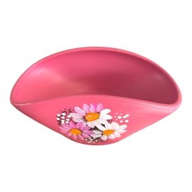 Suport din ceramica, bomboniera, roz, pictata manual, handmade - Img 1