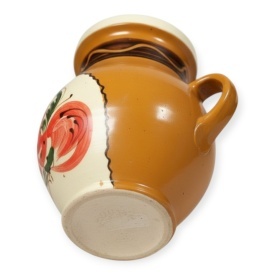 Ulcior ceramic cu capac, 1 litru, pentru lapte, apa, vin, lucrat manual in Romania - Img 3