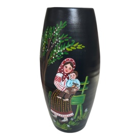 Vază 30 cm cu țărancă în costum tradițional - Img 1
