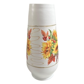 Vaza ceramica 30 cm, buchet floarea soarelui, decorata manual, design decorativ - Img 2