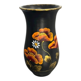 Vază ceramică pictată manual cu maci portocalii – Marginea, 25 cm - Img 3