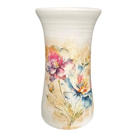 Vaza din ceramica, decorativa, pentru flori, auriu - Img 1