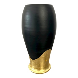 Vază modernă din ceramică cu foiță de aur 25 cm - Img 1