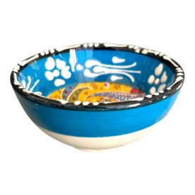 Bol mic din ceramica, lucrat manual, albastru deschis, pentru sosuri, alune, nuci, bijuterii - Img 2