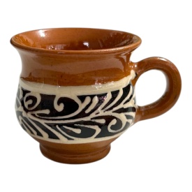 Cana din ceramica pentru tuica, maro, stil traditional,lucrata manual, 50ml - Img 2