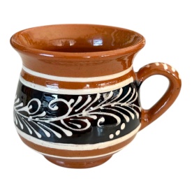 Cană din ceramică tradițională pentru apa,ceai,cafea, maro,lucrată manual, 180 ml - Img 3