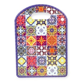 Suport din ceramica, forma tocator, pentru oala fierbinte sau decorativ, mozaic, contemporan, 17 x 24 cm - Img 1
