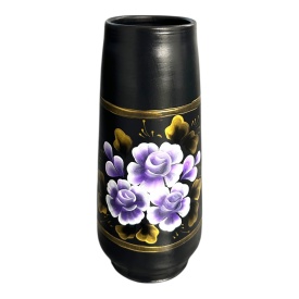 Vază ceramică pictată manual – flori lila elegante, 30 cm - Img 2