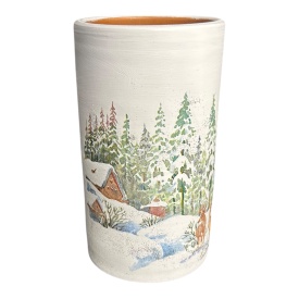 Vaza decor de iarna – peisaj din padure, ninsoare si caprioare - Img 2