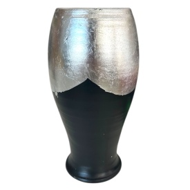 Vaza din ceramica cu foita de argint, autentica, Marginea, Martinescu - Img 2