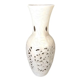 Vaza mare de podea, inalta, ceramica, perforata, eleganta pentru decorul casei, 68 cm - Img 1
