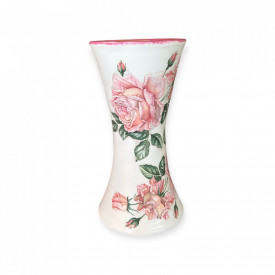 Vaza tip clepsidra, alba, trandafiri, 25 cm - Img 2