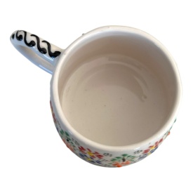 Cană din ceramică tradițională albă, lucrată manual, pictată manual – 6 x 7 cm - Img 2