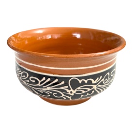 Castron ceramic tradițional românesc, lucrat și decorat manual – Bol pentru servire, 13 cm - Img 1
