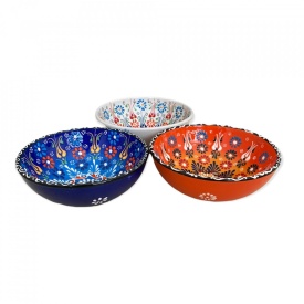 Castron mare din ceramica, 16 cm, pictat manual, traditional, lucrat manual, motive in relief, autentic - Img 3