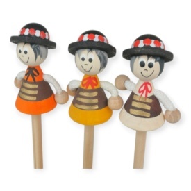 Creion din lemn, figurina, papusa traditionala, decorata manual,stil popular,barbat, 20 cm - Img 4