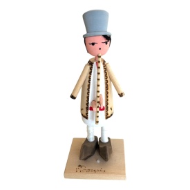 Figurină cioban cu fluier din lemn de tei, pictată manual – 16 cm - Img 1