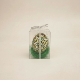 Ou incondeiat cu ceara in cutie transparenta cu fundita, 7 cm – artizanat traditional din Bucovina - Img 3